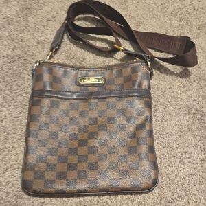 Brown Checkered Crossbody Bag